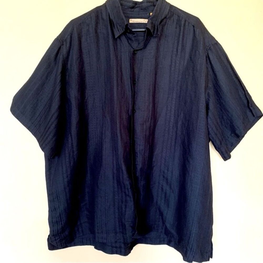 The HAVANERA Black Cubavera Ramie button down Shirt Size 2XL black Guayabera